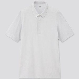 BNWT Uniqlo AIRism Pique Polo, Grey "Seersucker", XS